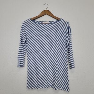 Liz Claiborne Y2K Styled Asymmetrical Striped Blouse